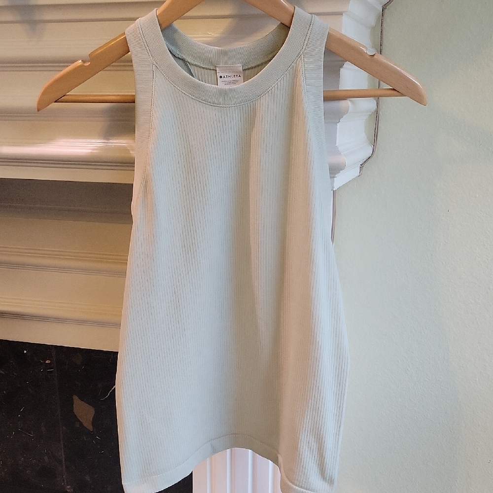Athleta Light Green Ribbed Tank Top